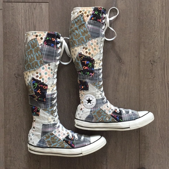 Converse Shoes - Converse Chuck Taylor Knee High Patchwork Sneakers